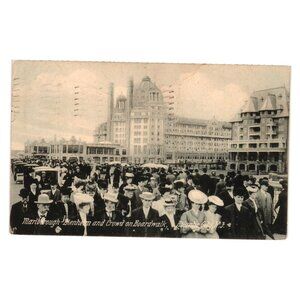 Vintage Atlantic City Postcard Marlborough Blenheim Boardwalk Crowd Historic